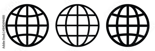 global network outline stroke vector icon set. black color and white background