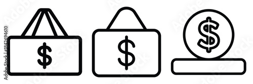 money transfer outline stroke vector icon set. black color and white background