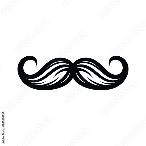Elegant mustache illustration on white background