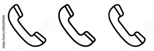 telephone call outline stroke vector icon set. black color and white background
