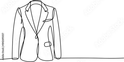 Black and white line of a man in a suit with a tie