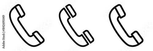 telephone service outline stroke vector icon set. black color and white background