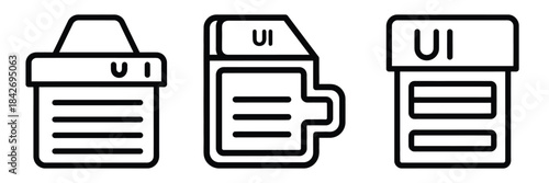 ui interface outline stroke vector icon set. black color and white background