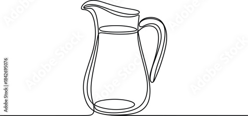 Black and white line of a pitcher with a handle line black and white