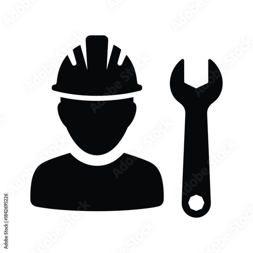 Mechanic or engineer with hard hat and spanner