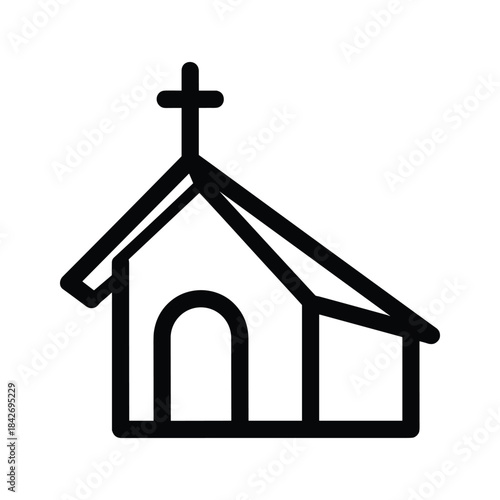 Simple church icon with cross on top