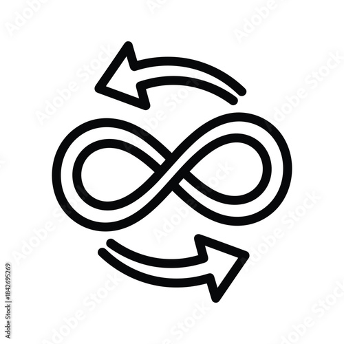 Infinity symbol with arrows indicating continuous cycle