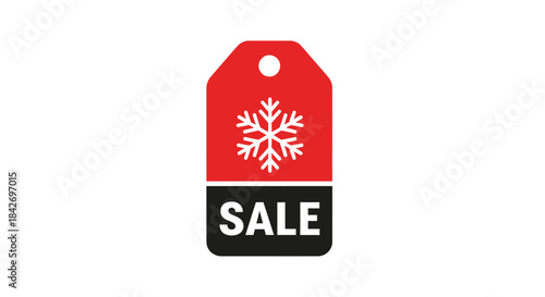 Winter Sale Tag: A seasonal red and black sale tag with a snowflake design. it is great for winter season marketing