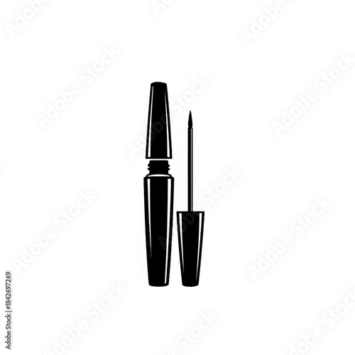 Stylized Icon of Eyelash Mascara and Applicator