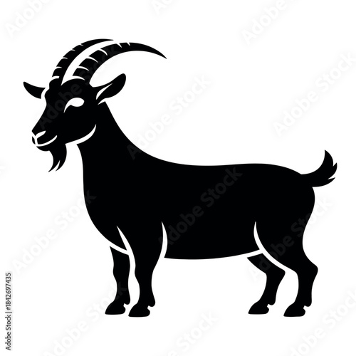 Black silhouette of a goat with horns Vector