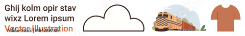 Transportation design, weather , online apparel shops, graphic projects, educational uses, business branding. Contains cloud shape, train vector t-shirt text. Transportation and weather themes