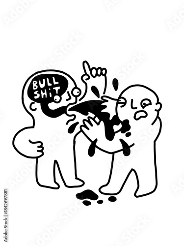 Картината върху платно BULLSHIT spewing from one brain to the horrified listener