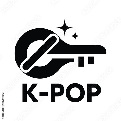 K-pop music logo design with key and stars