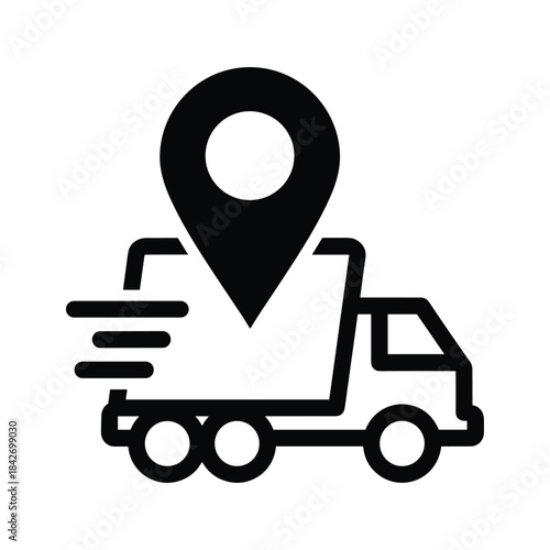 Delivery truck with location pin