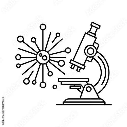 Microscope examining a microorganism