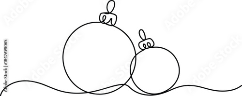 Two Christmas Ornaments on a Wavy Line holiday festive