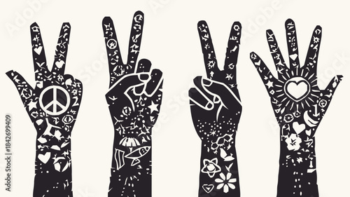 Creative Hand Gestures Vector Silhouette Set: Expressive Communication and Symbolic Sign Language for User Interface Design & Interaction
