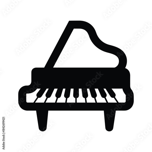 Grand piano silhouette on white background