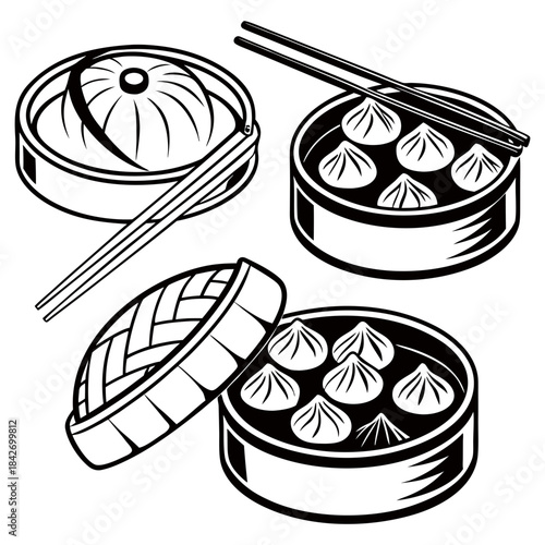 Traditional dumpling momos food vector design with white background 