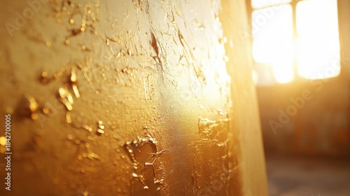 The texture of the wall is covered with gold paint. Texture background