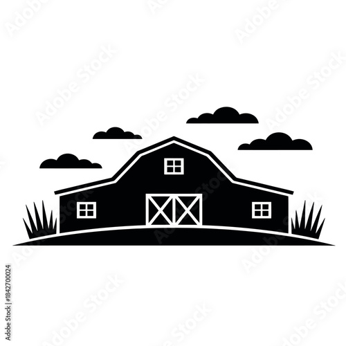 Simple barn illustration with white background Vector