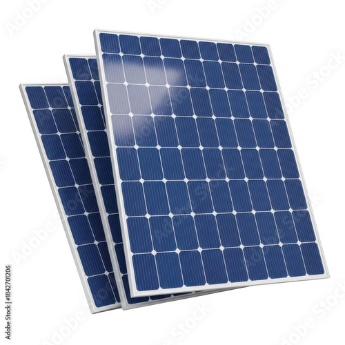 Modern solar panels capture sunlight for clean renewable energy generation technology transparent background