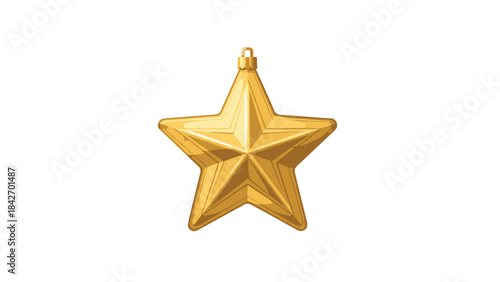 Golden star pendant with shiny metallic surface