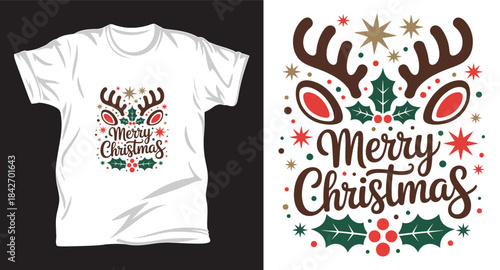 Christmas graphic vector t shirt design print.