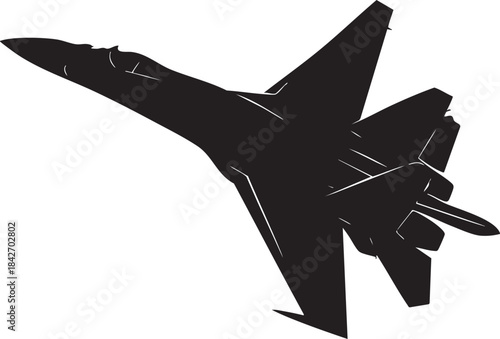 Sukhoi Su-35 Stealth Jet Black Vector Design