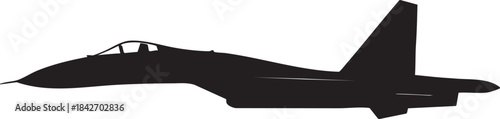 Sukhoi Su-35 Stealth Jet Black Vector Design