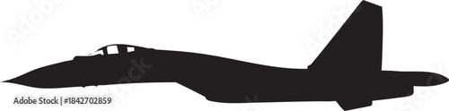 Sukhoi Su-35 Stealth Jet Black Vector Design