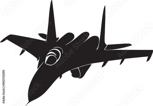 Sukhoi Su-35 Stealth Jet Black Vector Design