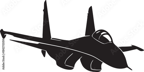 Sukhoi Su-35 Stealth Jet Black Vector Design