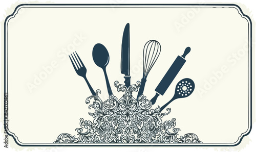 Culinary Elegance A Decorative Display of Kitchen Utensils