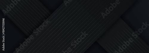 Dark abstract background with luxurious and shiny golden diagonal stripes decoration. Premium vector illustration for brochure, website, flyer, and banner. VOL. 4