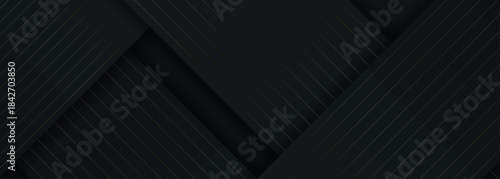 Dark abstract background with luxurious and shiny golden diagonal stripes decoration. Premium vector illustration for brochure, website, flyer, and banner. VOL. 5