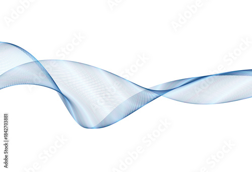 Blue abstract lines dynamically flowing across a white background, creating an elegant and modern wave pattern for digital design.
