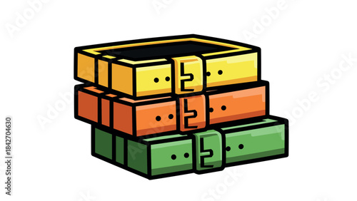 Colorful rar archive icon with yellow, orange, and green books