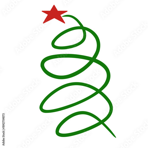 green christmas tree icon isolated on white background