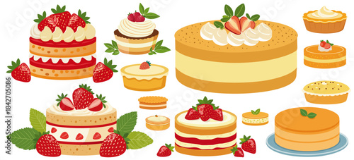 ショートケーキベクターイラストセット