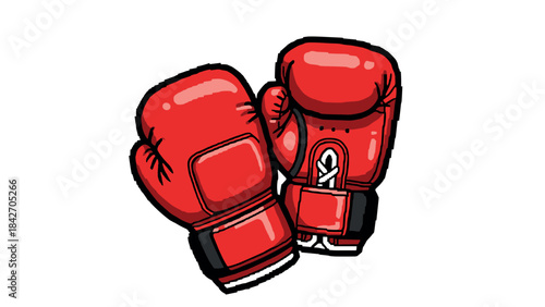 Red boxing gloves on white background with shadow
