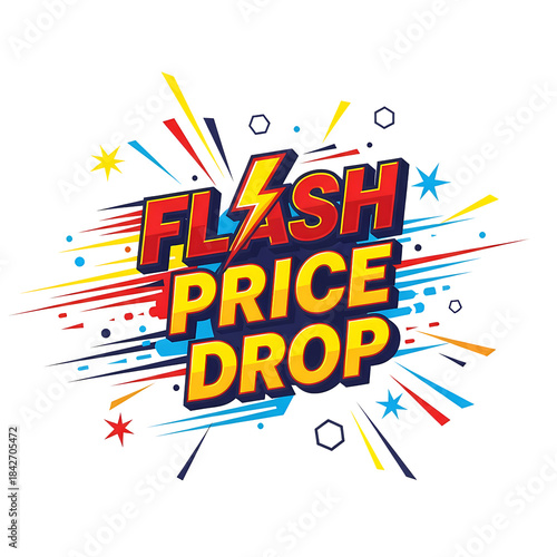 Flash price drop isolated on transparent background for special offer and sale