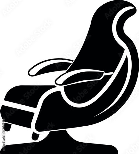 Massage Chair Silhouette Illustration with Curved Armrests and Cushioned High Backrest