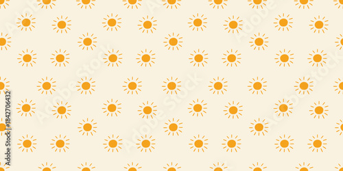 Seamless pattern with bright suns on a light background
