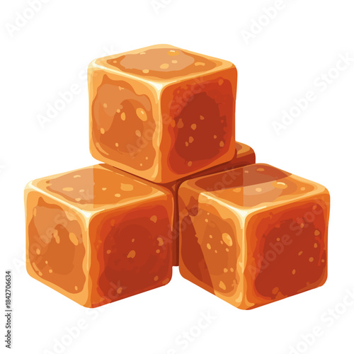 Vector Illustration of Jaggery Blocks for Pongal, Cube-Shaped with Caramel Gloss

