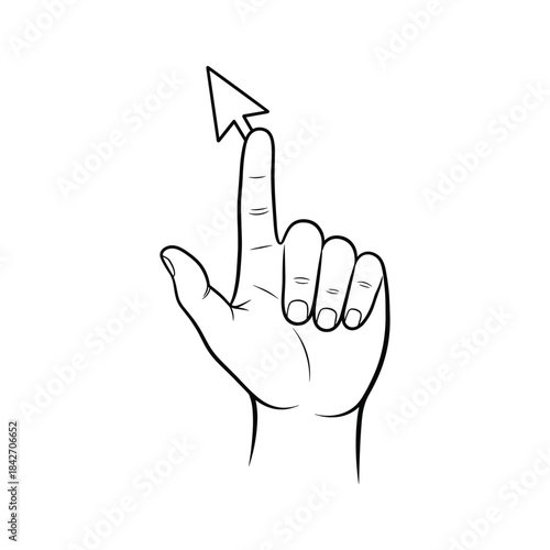 Hand pointing upwards with arrow symbol