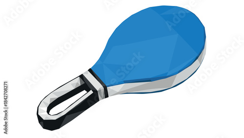 Low poly blue table tennis paddle design with geometric shapes
