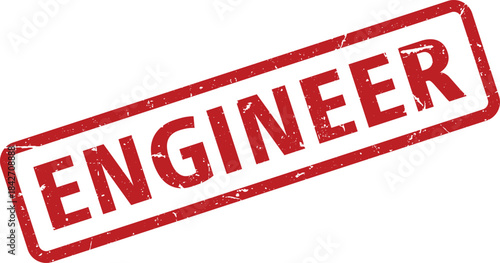 Distressed Red ENGINEER Stamp on White Background for Engineering Concepts