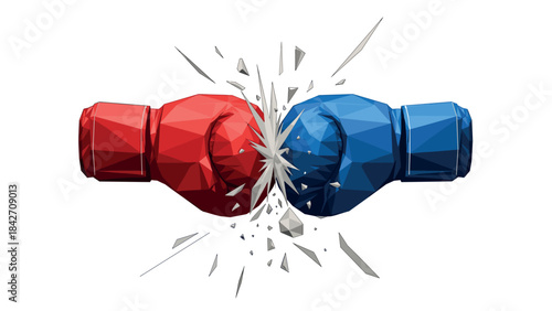 Geometric boxing gloves impact with shattering effect