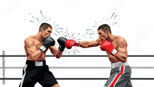 Dynamic boxing match with angular style and impactful punches